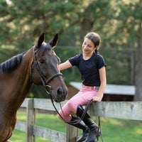 Girl's Rose Pink leggings Equestrian, young rider pony horses little comfy hunter jumper Short Stirrup Equestrian