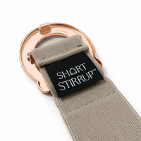 close up clasp stone gray brown rose gold horseshoe belt equestrian horse back riding little girls adjustable stretchy