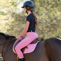 Tween Girl's Rose Pink leggings Equestrian, young rider pony horses little comfy hunter jumper Short Stirrup Equestrian