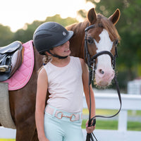 Rose pink saddle pad and seamless shirt tank top foror horses equestrian young rider little girls pony and horse ponies