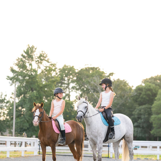 pink and white tank top sleeveless shirts for little girls horse back riding equestrian ponies horses