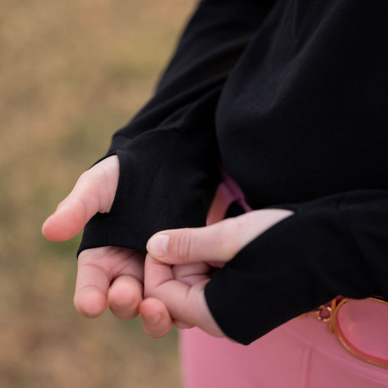 Black Longsleeve thumb hole Tech shirt Short stirrup Equestrian