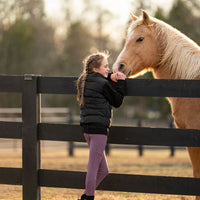 Girl's Plum leggings Equestrian, young rider pony horses little comfy hunter jumper
