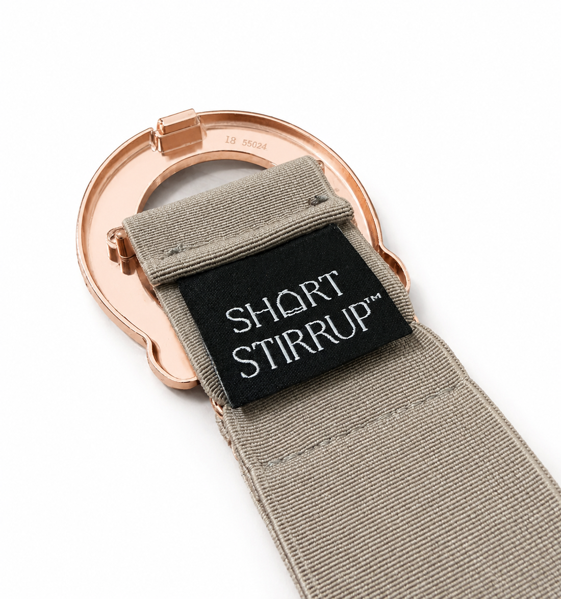 close up clasp stone gray brown rose gold horseshoe belt equestrian horse back riding little girls adjustable stretchy