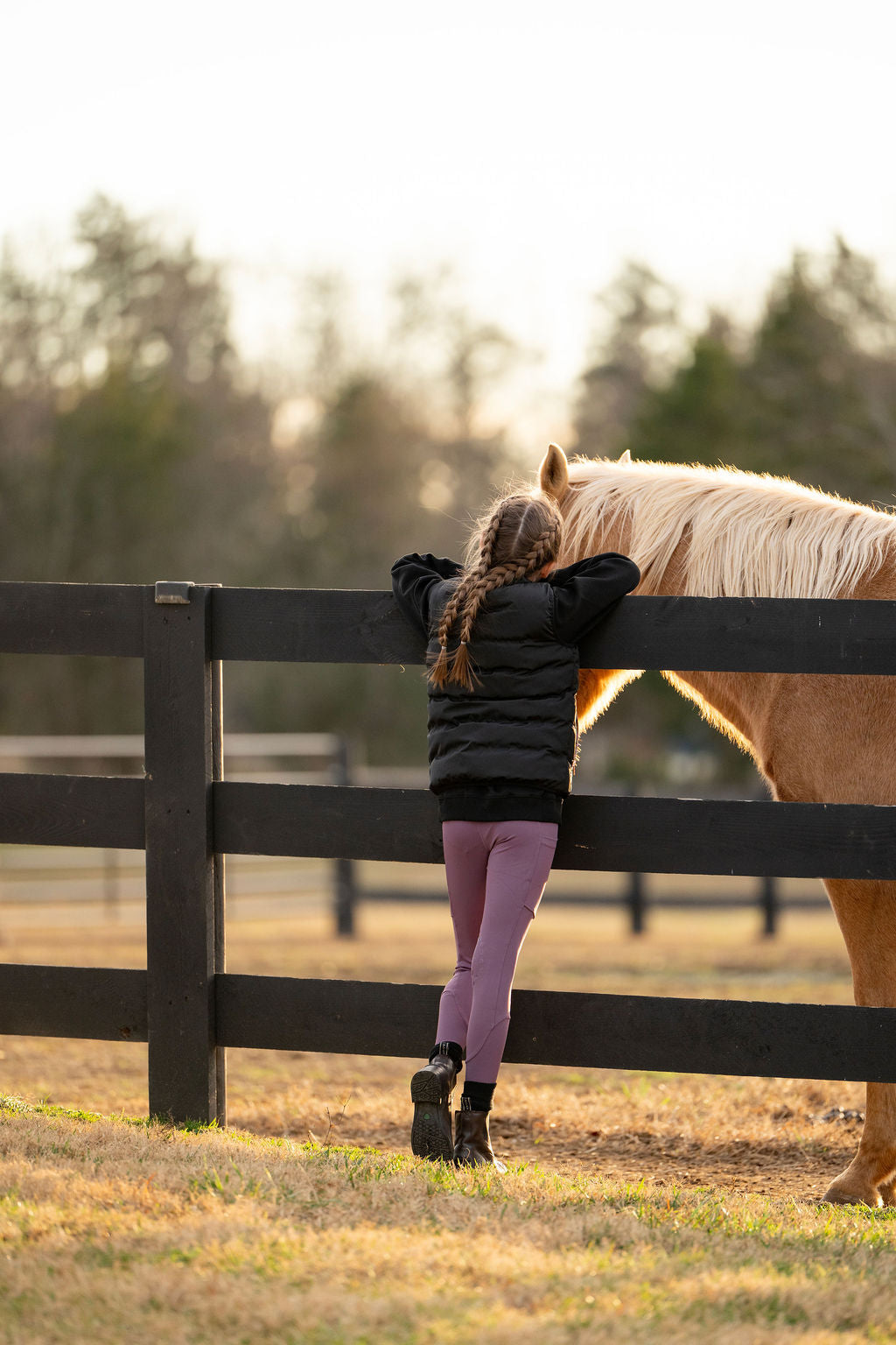 Little girl Equestrian Young Rider Black Sweatshirt Pullover Winter Embroidered Short Stirrup Equestrian