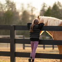 Little girl Equestrian Young Rider Black Sweatshirt Pullover Winter Embroidered Short Stirrup Equestrian