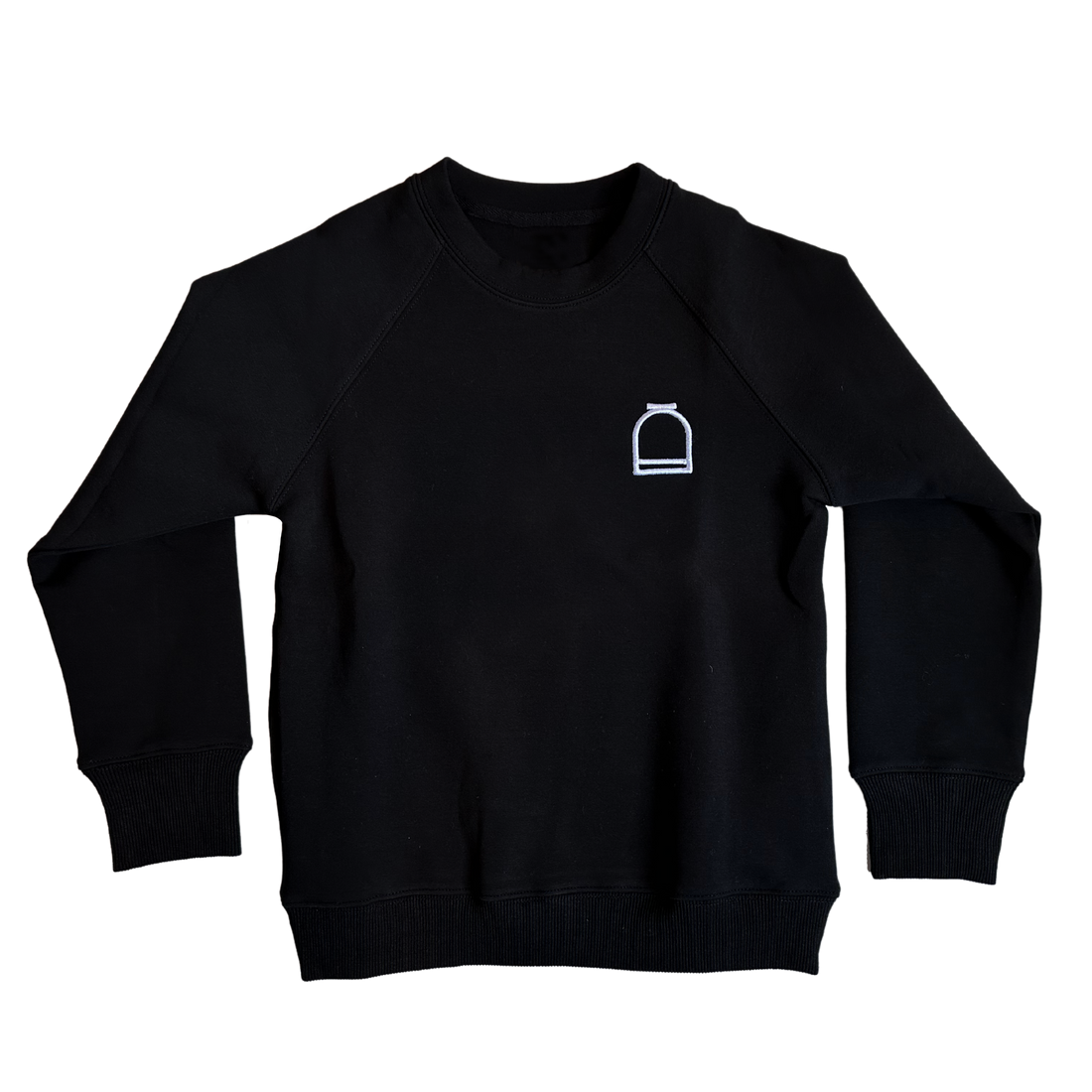 Little girl Equestrian Young Rider Black Sweatshirt Pullover Winter Embroidered Short Stirrup Equestrian Horses