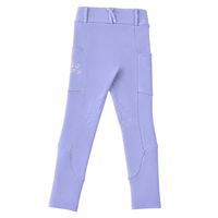 Periwinkle Little Girls Riding Equestrian Leggings with belt loops and pockets horse back riding