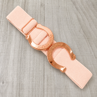 Blush light pink rose gold horseshoe belt equestrian horse back riding little girls adjustable and stretchy