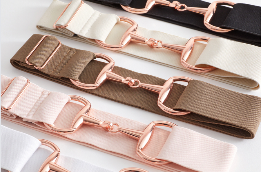 equestrian belt children's kids woman adult bit belt rose gold elastic adjustable