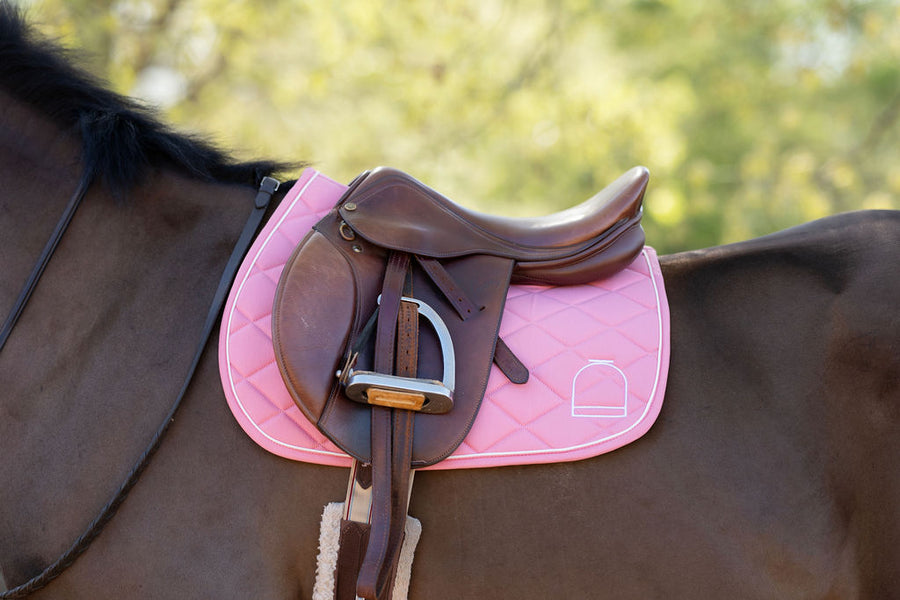 Rose pink saddle pad for horses equestrian young rider little girls pony and horse ponies