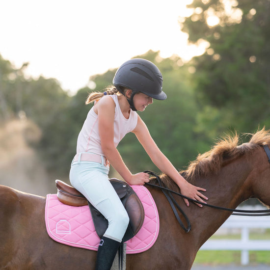 pink and white tank top sleeveless shirts for little girls horse back riding equestrian ponies horses