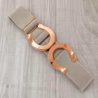 Grey Stone brown rose gold horseshoe belt equestrian horse back riding little girls adjustable stretchy